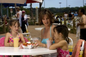 Family Eating at Six Flags Great America / Hurricane Harbor