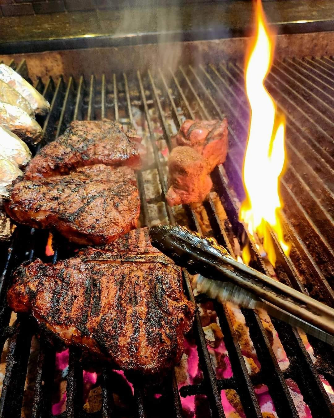 New York Strip on a Grill at Backyard Steak Pit in Gurnee