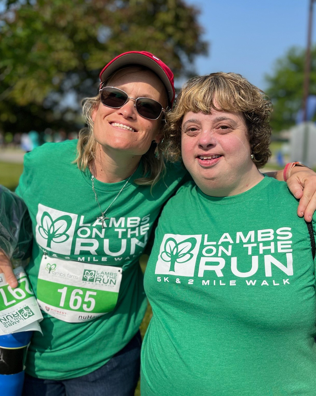 Two participants on Lambs on the Run at Lambs Farm