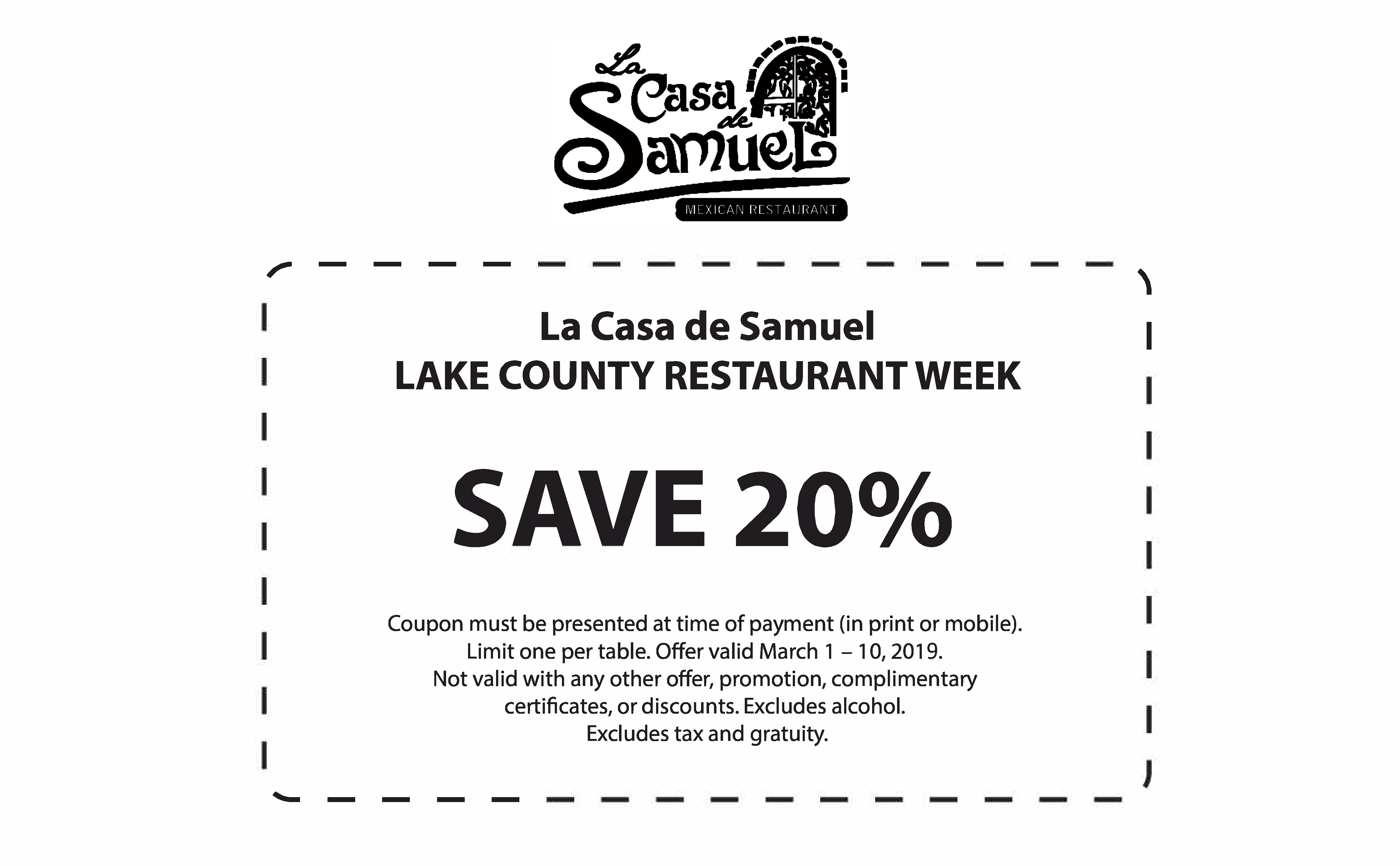 Lake County Restaurant Week La Casa De Samuel Menu Visit Lake County