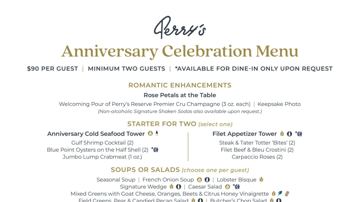 NEW Anniversary Celebration Menu