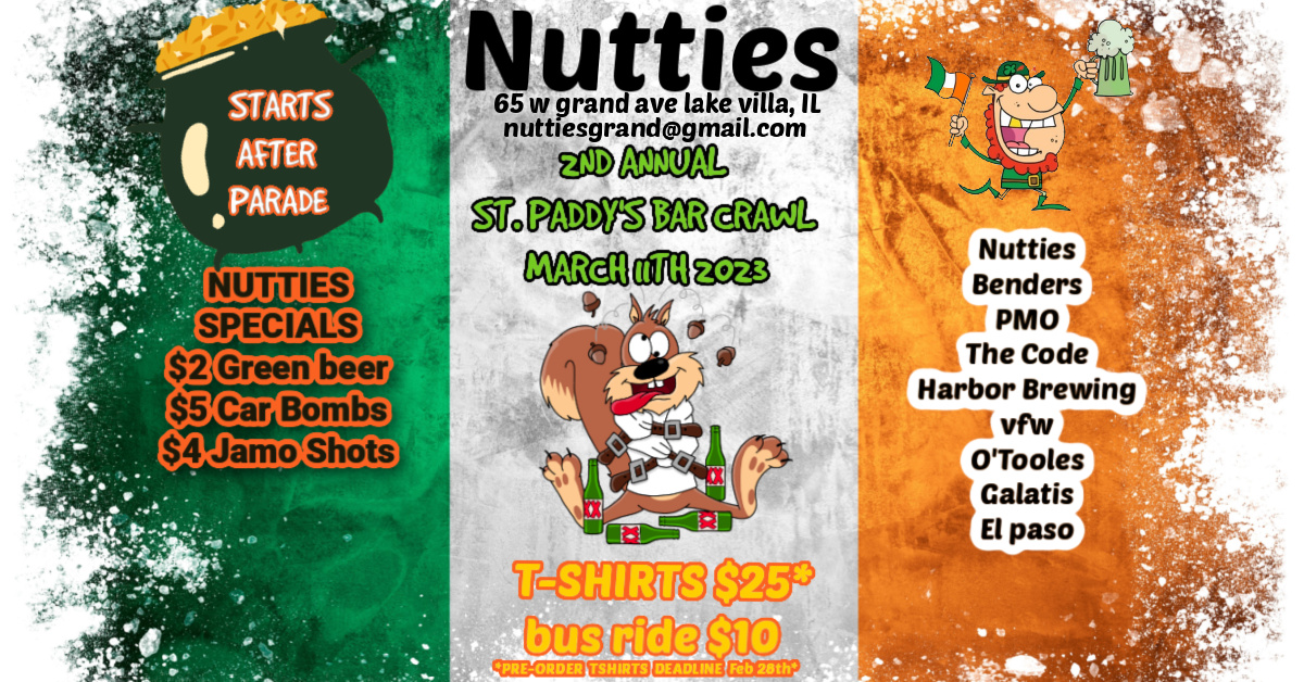 Nutties’ 2nd Annual ST Patrick’s Day Bar Crawl! At Harbor Brewing
