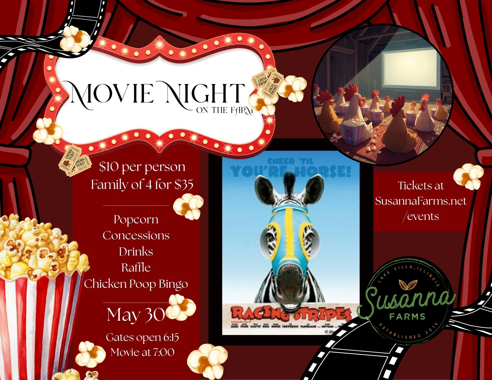 Movie Night on the Farm Featuring Racing Stripes at Susanna Farms