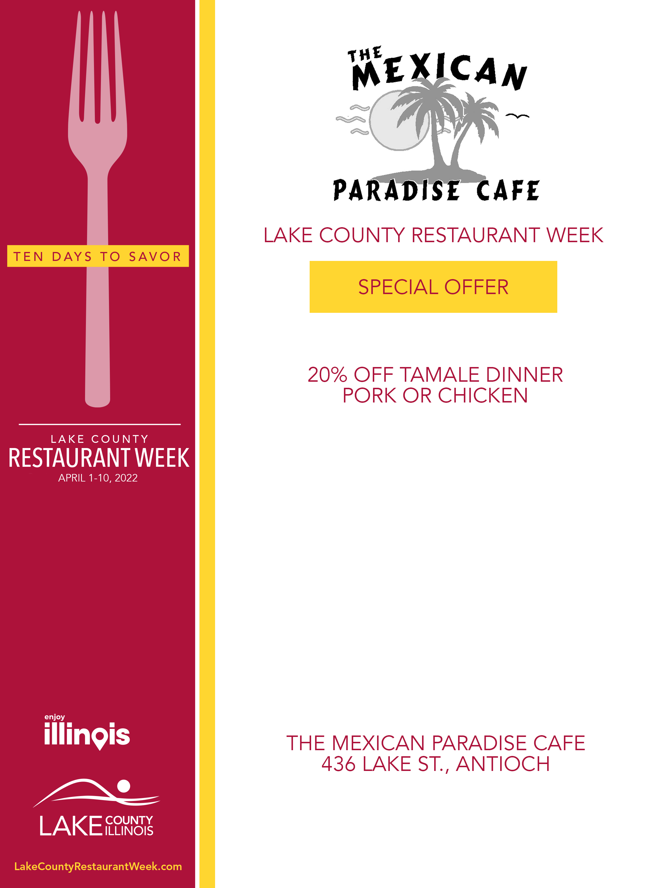 The Mexican Paradise Cafe in Antioch's LCRW Menu